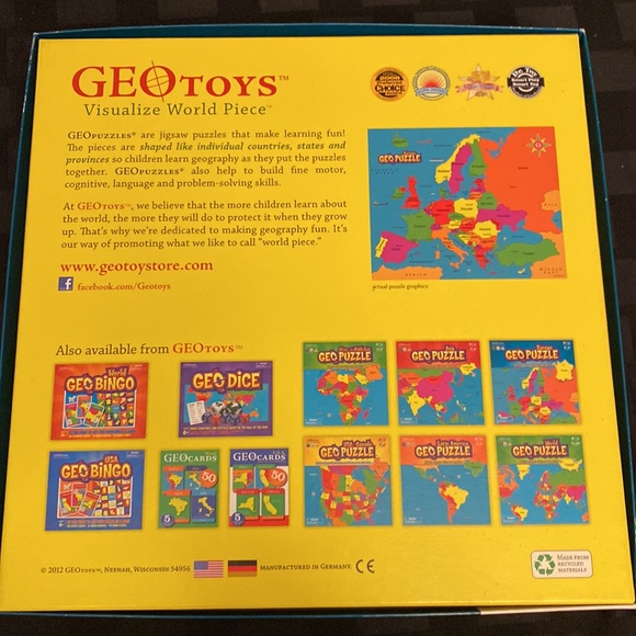 Homeschool Early Learning GEOToys Europe Geo Puzzle - Picture 3 of 3